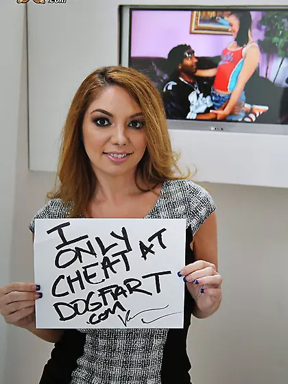 American sexy brunette wife cheating