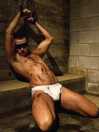 Gagged chained slave jeered