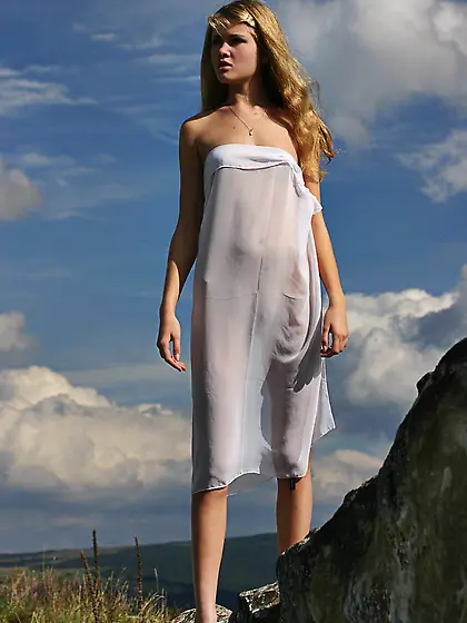 Nastya A goes for a walk to enjoy fresh breeze,  hot sun and her