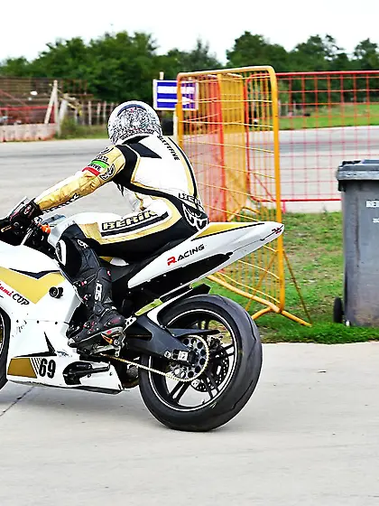 Standing sex for biker and Latina