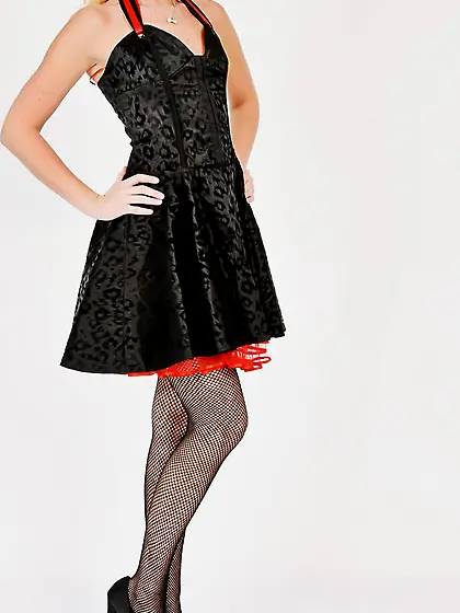 Sexy stockings girl Molly Rae takes off dress and poses in the r