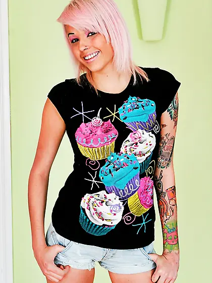 Pink haired cutie black