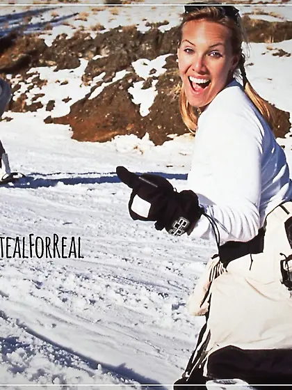 Janine Lindemulder and Jenteal on the ski slopes