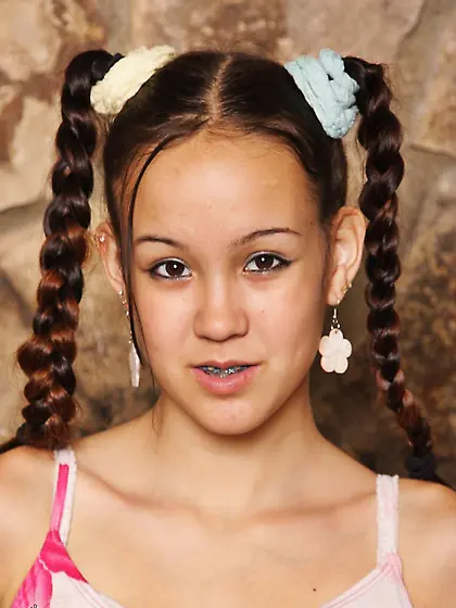 Barely legal teen Tiny Tabby in cute jeans skirt shyly strips an