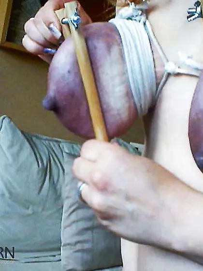 Insane bitch with her knockers roped