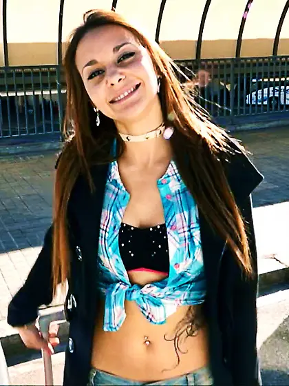 Delightful brunette wearing pink