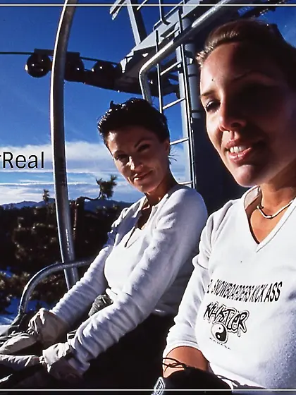 Janine Lindemulder and Jenteal on the ski slopes