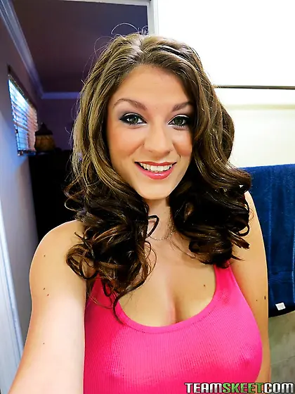 Green eyed brunette sucking