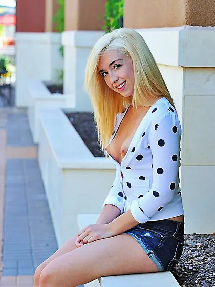 White polka dot top