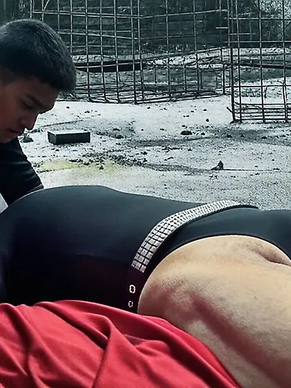 Black Superhero captured in netting.  KO and fondle