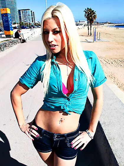 Gorgeous blonde pink undergarment