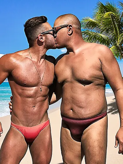 Kissing in our bikinis