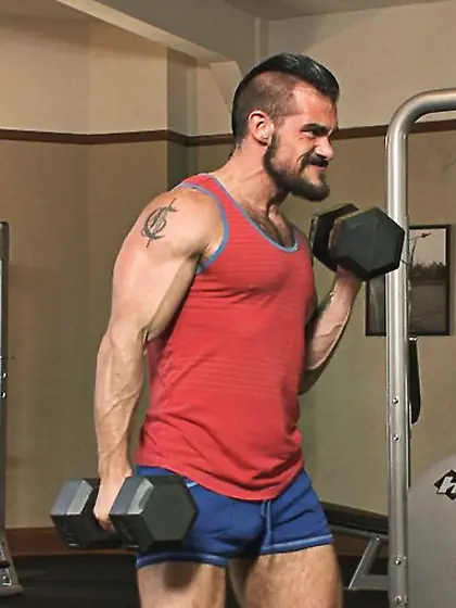 Muscular tattooed dude nipples