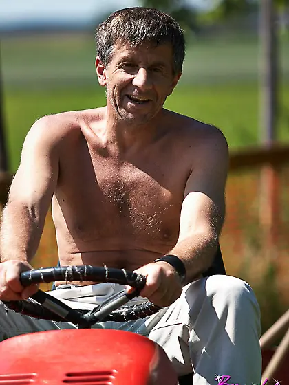 Blonde slut sucks old cock.