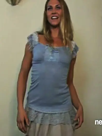 Horny blonde short skirt