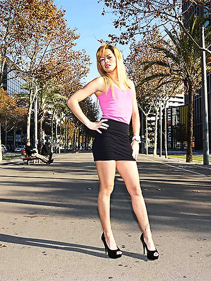 Pretty blonde wearing black