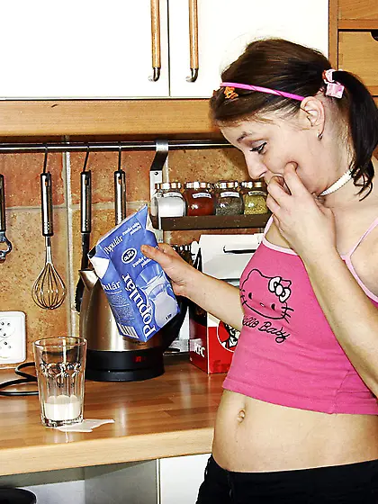 Cute teenie clean milk