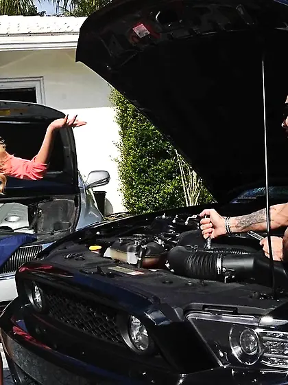 Adorable busty blonde flashing