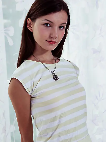 Dazzling brunette wearing white