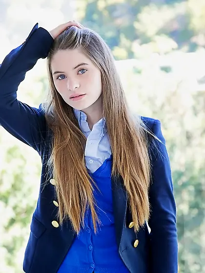 Enticing schoolgirl with sexy long hair Alice March flaunts her