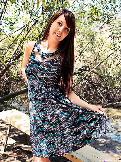 Innocent brunette sirs wooden