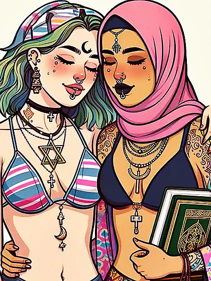 Blasphemy Lesbians Muslim Kafir Israel with Islam
