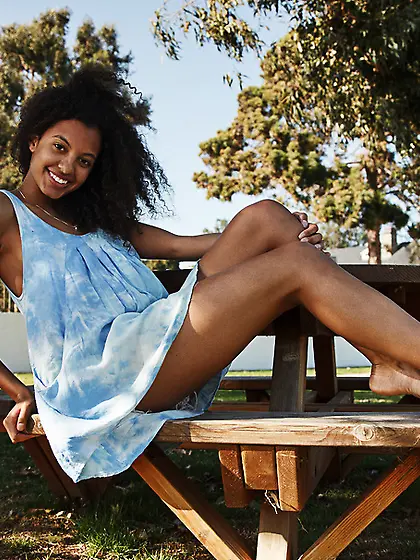 Exhibitionistic ebony wild hair