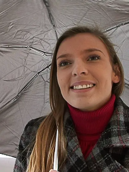 Fair-haired chick umbrella takes