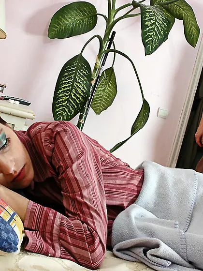 Sleepy girl waked older