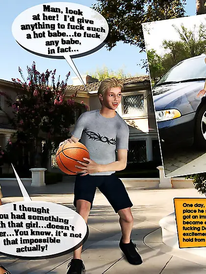 Comic shows breasty slut