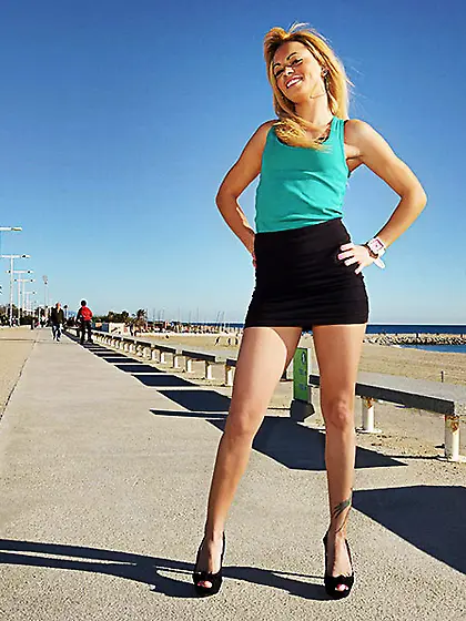 Nice blonde wearing green