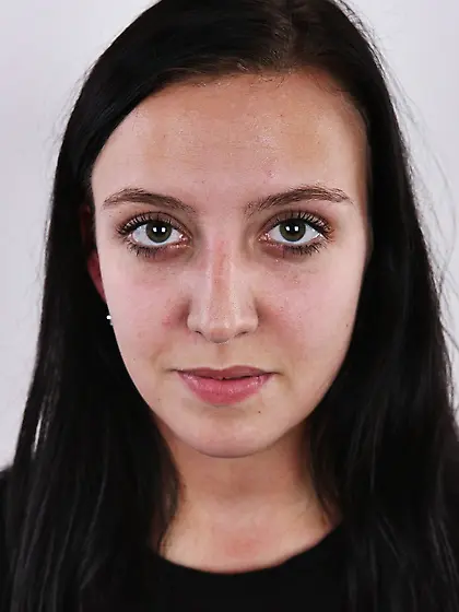 Young shy chick enticing