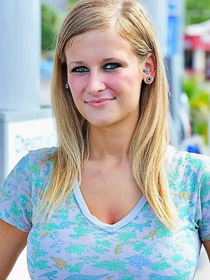 Light blue top pulled