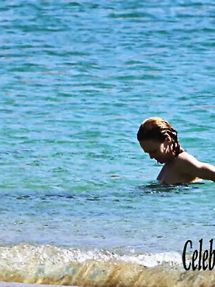 Vanessa Paradis at a beach