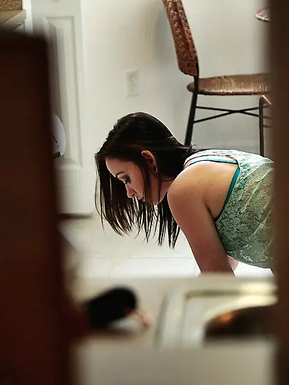 Skirt-wearing slut with a round butt decides to ride that dick