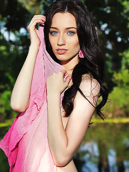 Thin blue eyed brunette