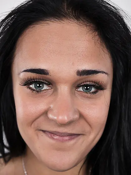 Young brunette woman works as babysitter and has to pass the str