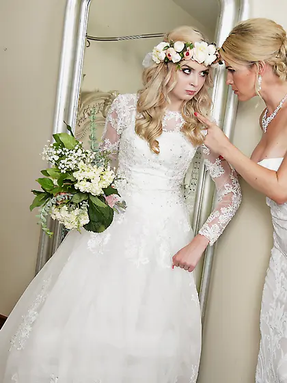 Young bride Lexi Lore shares hard dick with her stepmother