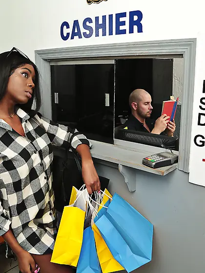 Black nymph with natural tits can't get enough of Quinton's cock