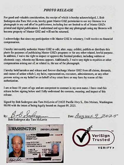 Photo release for Bob Sodergren to Master GHZ