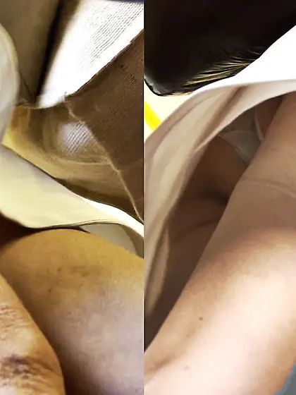 Upskirt Sexy MILF Panties Front and Back Views