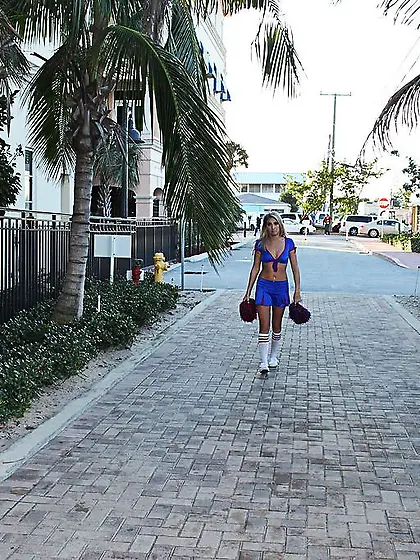 Inked up dude cums inside shaved pussy of cute blonde cheerleade