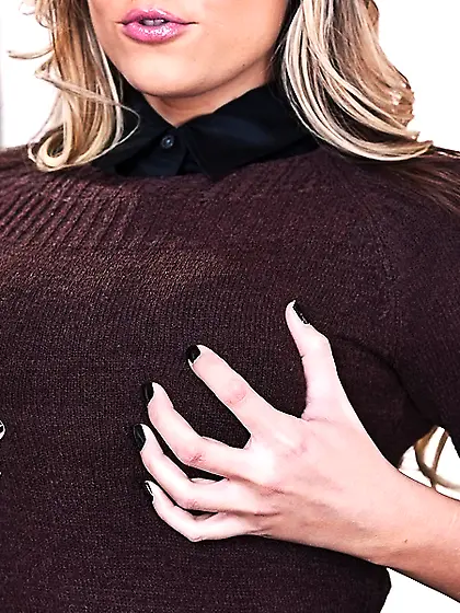 Blone babe black suit