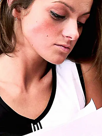 Russian teen brunette fingering masturbation