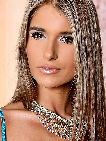 Hot and busty Nessa Devil stripping her sexy blue lingerie and p