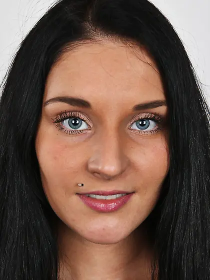 Brunette chick with pierced upper lip and tattooed belly remains