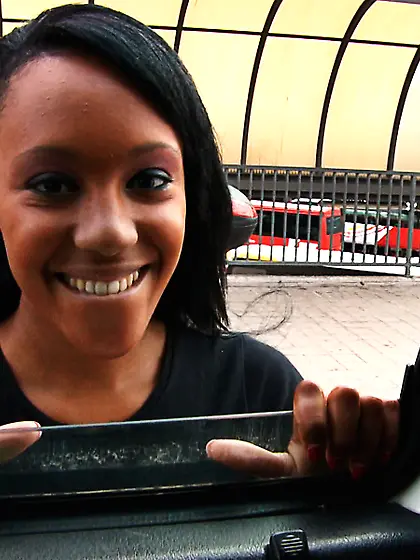 Lovely brunette wearing pink