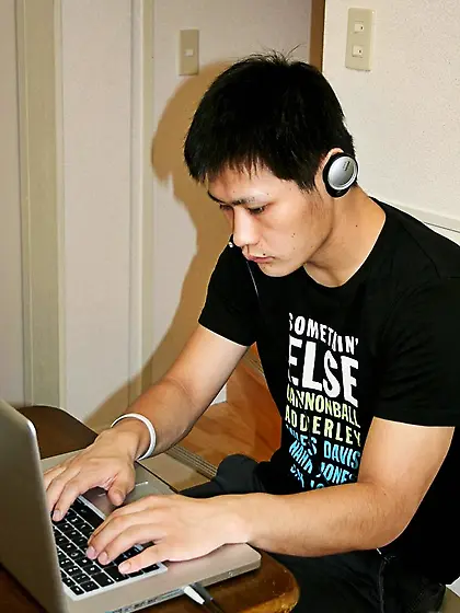 Handome asian takes black