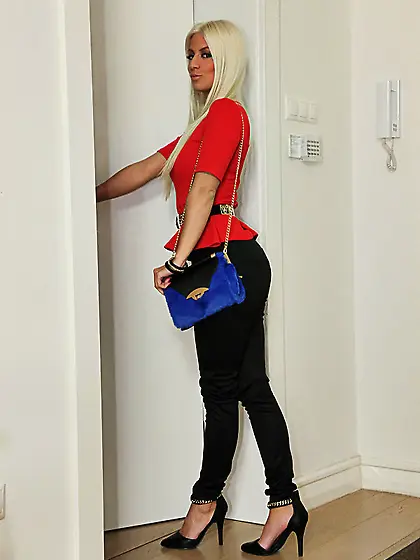 Leggy blonde in white panties enjoying hardcore sex on a big bed