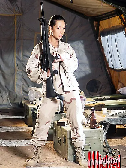 Asian military chick Gianna Lynn losing off cloths and boasting